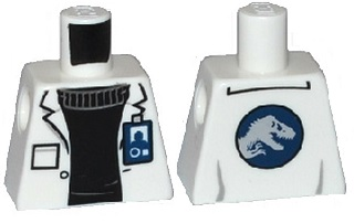 Torso Lab Coat with Pocket and ID Badge over Black Sweater, Jurassic World Logo on Reverse Pattern