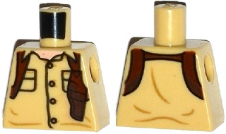 Torso Shirt with 4 Buttons, Flap Pockets, Open Collar and Brown Holster Pattern