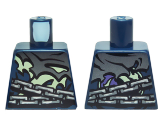 Torso Ninjago Tattered Silver and Yellowish Green Robe and Silver Chain Belt Pattern