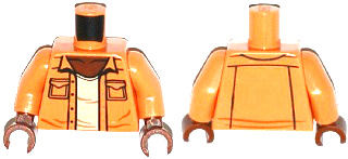 Torso Open Shirt with 2 Pockets and Silver Buttons, Light Nougat Undershirt Pattern / Nougat Arms / Reddish Brown Hands