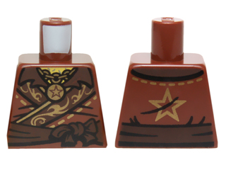 Torso Ninjago Robe with Gold Ornate Border, Chain with Star Pendant, Dark Brown Belt and Gold Star on Back Pattern