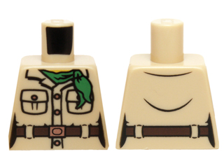 Torso Ninjago Female Jacket Safari, Two Pockets, Dark Brown Belt, Copper Buttons and Buckle and Green Bandana Pattern