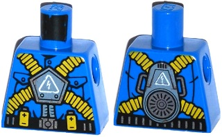 Torso Ultra Agents Villain with Electricity Danger Sign, Yellow Ribbed Hoses, Yellow Batteries on Belt Pattern