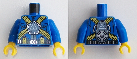 Torso Ultra Agents Villain with Electricity Danger Sign, Yellow Ribbed Hoses, Yellow Batteries on Belt Pattern / Blue Arms / Yellow Hands