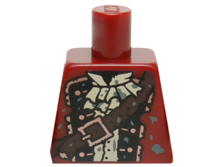 Torso Pirate Coat Ruffled Shirt, Brown Strap, Copper Buttons and Buckle Pattern