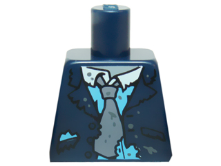 Torso Suit Coat Tattered, Muddy, White Collar, Gray Tie, Blue Shirt Pattern