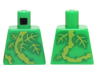 Torso Plant Vines with Thorns and Green and Lime Leaves Pattern