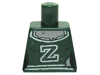 Torso Female Outline with White 'Z' and Trim, Mud Splotches and Gray Skin Pattern