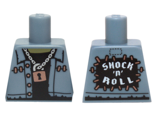 Torso Vest over Black Undershirt, Padlock, 'SHOCK 'n' ROLL' Back Pattern