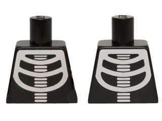 Torso White Minifigure Skeleton Pattern