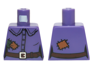 Torso Female Shirt with Buttons, Belt, Buckle and Patches Pattern