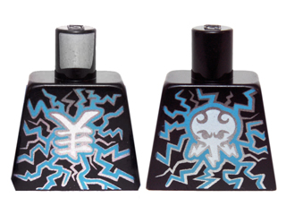 Torso Ninjago with Dark Azure and Silver Lightning and White Ninjago Logogram 'Lightning' Pattern