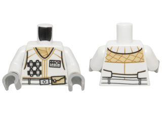 Torso SW Hoth Rebel Vest with ID Badge, Utility Belt and Tan Scarf Pattern / White Arms / Light Bluish Gray Hands