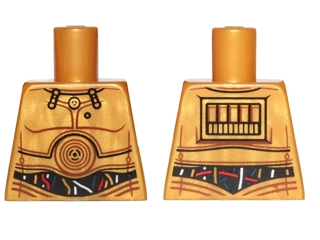 Torso SW C-3PO with Dark Blue, Red and White Wires Pattern