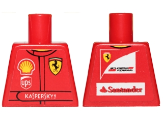 Torso Racing Suit with Ferrari, Shell, UPS, and Kaspersky Logos on Front, Scuderia Ferrari and Santander Logos on Back Pattern (Stickers)