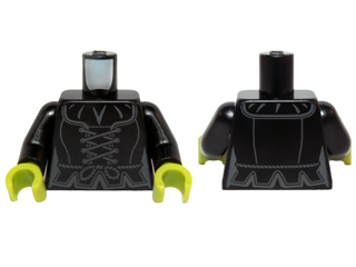 Torso Female Corset with Dark Bluish Gray Laces and Rope Belt Pattern / Black Arms / Lime Hands