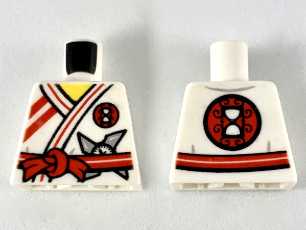 Torso Ninjago Robe with Red Sash and Trim and Silver Shuriken Throwing Star Pattern