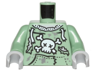 Torso Sweatshirt Tattered with Skull and Crossbones Pattern (Zombie) / Sand Green Arms / Light Bluish Gray Hands