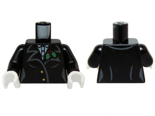 Torso Female Jacket with Lapels, Gold Buttons and Holly Lapel Pin Pattern / Black Arms / White Hands