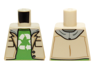 Torso Jacket over Sweatshirt with Gray Hood over Bright Green Shirt, Recycling Arrows Pattern (Leonard)