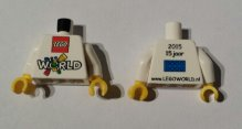 Torso LEGO World The Netherlands 2015 with '15 jaar' and 'www.LEGOWORLD.nl' on Back Pattern / White Arms / Yellow Hands