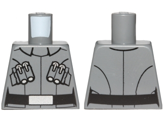 Torso SW First Order Officer Male Uniform Shirt with Collar, Silver Code Cylinders, Black Belt with Wide Buckle Pattern