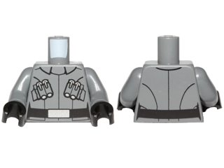 Torso SW First Order Officer Male Uniform Shirt with Collar, Silver Code Cylinders, Black Belt with Wide Buckle Pattern / Dark Bluish Gray Arms / Black Hands