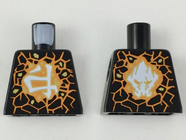 Torso Ninjago Orange Fractures, Gold Rocks and White Ninjago Logogram 'Earth' Pattern