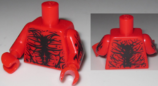 Torso Spider-Man Black Muscles Outline with Tendrils on Front and Back Pattern (Carnage) / Red Arms with Tendrils Pattern / Red Hands