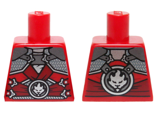 Torso Ninjago Dark Red Straps, Silver Armor, Clasps and Round Emblem Pattern