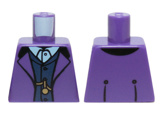 Torso Suit Jacket over Dark Blue Vest and White Button Down Shirt with Gold Chain Watch Pattern