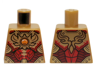 Torso Vest with Dark Red and Gold Armor Elaborate with Scales and Side Panels and Fire Chi Emblem Pattern