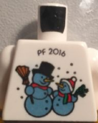 Torso Kladno with 'PF 2016' and 2 Snowmen on Front, Lego Logo on Back Pattern