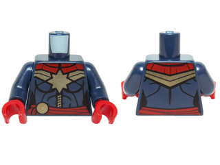 Torso Female Outline with Gold 8 Point Star and Zipper and Red Tied Sash Pattern / Dark Blue Arms / Red Hands