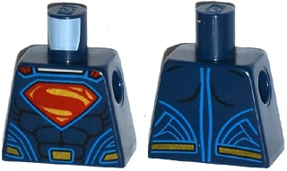 Torso Shirt with Muscles, Red and Gold Superman 'S' Logo, Gold Belt Buckle and Red Cape Clasps Pattern