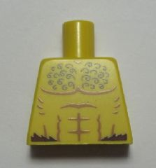 Torso Bare Chest with Muscles Outline and Curly Hair, Fur at Waist Pattern