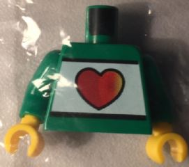 Torso Kladno with Red Heart on White Stripe Front and 'Zdraví & bezpečnost' Back Pattern / Green Arms / Yellow Hands