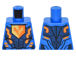 Torso Nexo Knights Armor with Orange and Gold Circuitry and Falcon on Pentagonal Shield Pattern