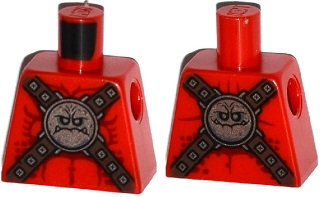 Torso Nexo Knights Bare Chest with Silver Circular Chest Armor with Straps Pattern