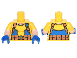 Torso T-Shirt with Blue Side Panels and Utility Belt with 'T' Buckle Pattern / Light Nougat Arms with Molded Yellow Short Sleeves Pattern / Blue Hands
