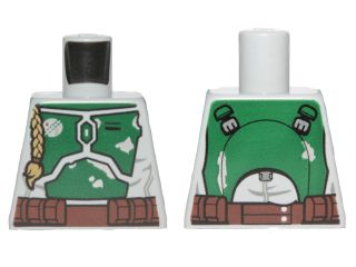 Torso SW Mandalorian Armor Plates Dark Green Pattern Dual Sided, Small Emblem on Chest (Boba Fett)