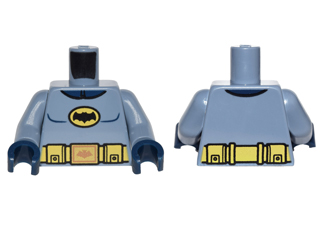 Torso Batman Logo in Yellow Oval with Yellow Utility Belt and Gold Buckle Pattern / Sand Blue Arms / Dark Blue Hands