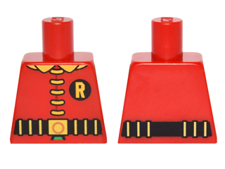 Torso Batman 'R' Symbol, 5 Yellow Clasps and Collar, Black and Gold Belt Pattern