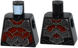 Torso Nexo Knights Armor with Silver and Dark Red Plates, Rivets and Chain Pattern