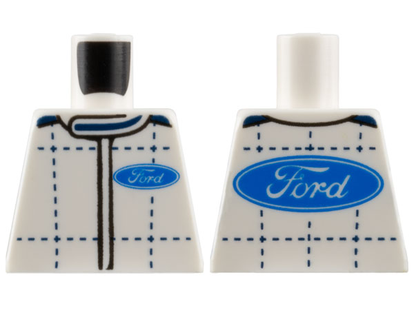 Torso Racing Suit with Blue Ford Logo and Dark Blue Stitching Pattern