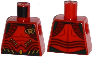 Torso Batman 'R' Symbol, Body Armor with Muscles Outline and Dark Green and Gold Belt Pattern