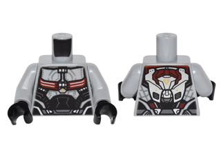 Torso Black, Dark Red and Silver Body Armor and Backpack Pattern / Light Bluish Gray Arms / Black Hands
