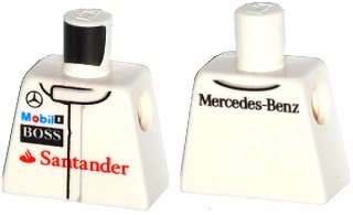 Torso Racing Suit with Mercedes-Benz and Sponsor Logos on Front and 'Mercedes-Benz' on Back Pattern