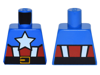 Torso White Star, Red and White Stripes and Black Belt with Gold Buckle Pattern