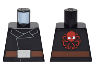 Torso Jacket with Reddish Brown Belt with Silver Belt Buckle and Red Octopus (Marvel Hydra Logo) on Reverse Pattern